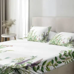 Floral Spring Pattern Fitted Sheet Set Ultra Soft Breathable Silky Bed Sheets Deep Pocket 100% Cotton Bedding Sheets 3 Piece Queen King Size