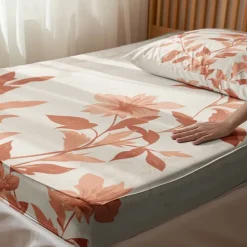 Floral Spring Pattern Fitted Sheet Set Ultra Soft Breathable Silky Bed Sheets Deep Pocket 100% Cotton Bedding Sheets 3 Piece Queen King Size