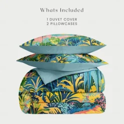 Floral Tropical Series Duvet Cover 3-Piece Set 100% Cotton Super Soft Skin Friendly Long Lasting