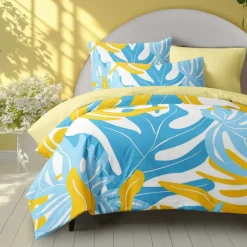 Floral Tropical Series Duvet Cover 3-Piece Set 100% Cotton Super Soft Skin Friendly Long Lasting