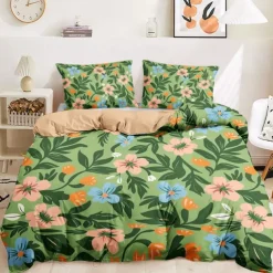 Floral Tropical Series Duvet Cover 3-Piece Set 100% Cotton or Polyester Super Soft Skin Friendly Long Lasting
