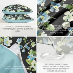 Floral Tropical Series Duvet Cover 3-Piece Set 100% Cotton or Polyester Super Soft Skin Friendly Long Lasting