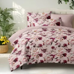 Floral Tulips Duvet Cover Set 100% Cotton Soft and Breathable Bedding Featuring Colorful Flowers Lightweight and Durable Quilt Cover Comfortable for All Seasons Easy to Care