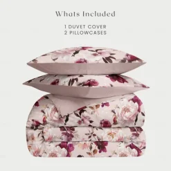 Floral Tulips Duvet Cover Set 100% Cotton Soft and Breathable Bedding Featuring Colorful Flowers Lightweight and Durable Quilt Cover Comfortable for All Seasons Easy to Care