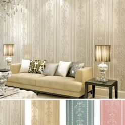 Floral Wallpaper Wall Covering Sticker Film Modern Water Ripple Floral non Woven Home Decor 53*1000cm/20.87''x 393.7''