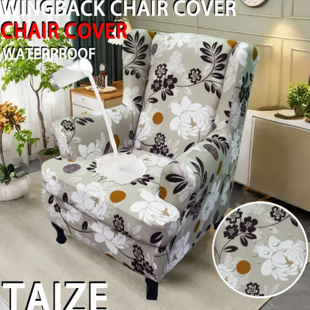 Floral Wingback Chair Cover Stretchy and Durable Slipcover with Elegant Floral Design Perfect for Protecting and Enhancing Your Wingback Chair Ideal for a Stylish and Cozy Living Room Decor