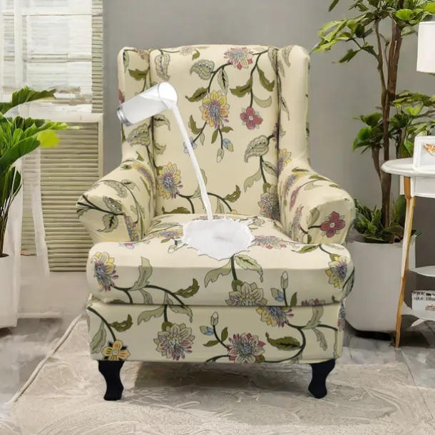 Floral Wingback Chair Cover Stretchy and Durable Slipcover with Elegant Floral Design Perfect for Protecting and Enhancing Your Wingback Chair Ideal for a Stylish and Cozy Living Room Decor