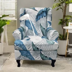 Floral Wingback Chair Cover Stretchy and Durable Slipcover with Elegant Floral Design Perfect for Protecting and Enhancing Your Wingback Chair Ideal for a Stylish and Cozy Living Room Decor