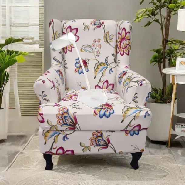 Floral Wingback Chair Cover Stretchy and Durable Slipcover with Elegant Floral Design Perfect for Protecting and Enhancing Your Wingback Chair Ideal for a Stylish and Cozy Living Room Decor