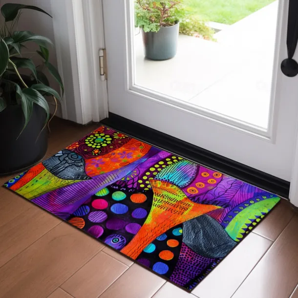 Flower Landscape Doormat Floor Mats Washable Rugs Kitchen Mat Non-Slip Oil Proof Rug Indoor Outdoor Mat Bedroom Decor Bathroom Mat Entrance Rug