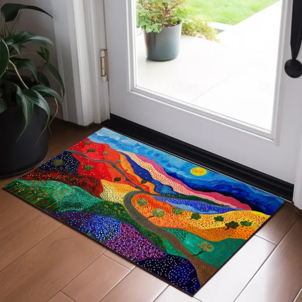 Flower Landscape Doormat Floor Mats Washable Rugs Kitchen Mat Non-Slip Oil Proof Rug Indoor Outdoor Mat Bedroom Decor Bathroom Mat Entrance Rug