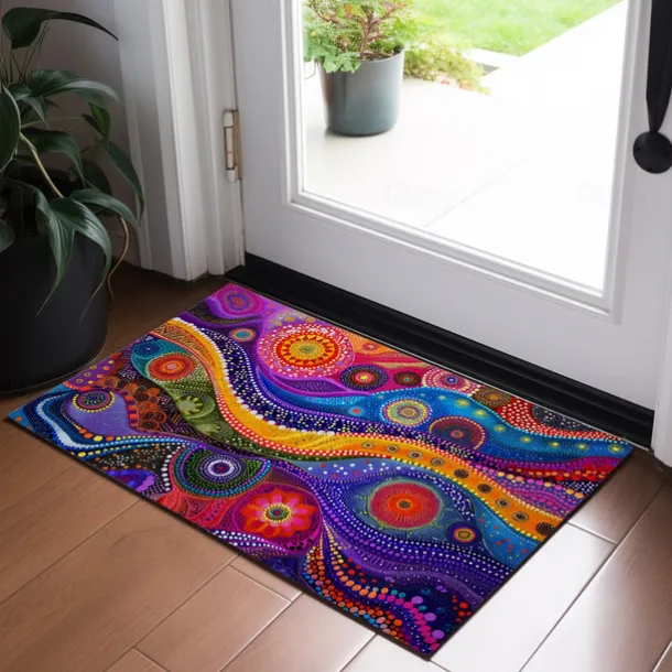 Flower Landscape Doormat Floor Mats Washable Rugs Kitchen Mat Non-Slip Oil Proof Rug Indoor Outdoor Mat Bedroom Decor Bathroom Mat Entrance Rug
