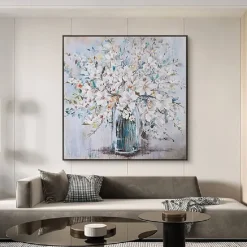 Flower Oil Painting on Canvas handmade Abstract Floral Painting hand painted Minimalist Wall Art Custom Painting Modern artwork paintings for Living Room bedroom wall Decor Gift