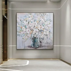 Flower Oil Painting on Canvas handmade Abstract Floral Painting hand painted Minimalist Wall Art Custom Painting Modern artwork paintings for Living Room bedroom wall Decor Gift