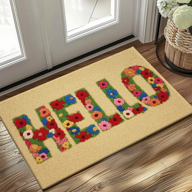 Flower Welcome Doormat Kitchen Mat Floor Mat Non-Slip Area Rug Oil Proof Rug Indoor Outdoor Mat Bedroom Decor Bathroom Mat Entrance Rug Spring Summer