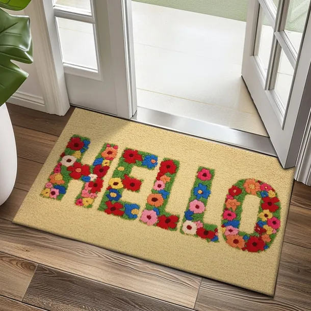 Flower Welcome Doormat Kitchen Mat Floor Mat Non-Slip Area Rug Oil Proof Rug Indoor Outdoor Mat Bedroom Decor Bathroom Mat Entrance Rug Spring Summer