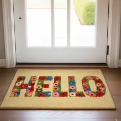 Flower Welcome Doormat Kitchen Mat Floor Mat Non-Slip Area Rug Oil Proof Rug Indoor Outdoor Mat Bedroom Decor Bathroom Mat Entrance Rug Spring Summer