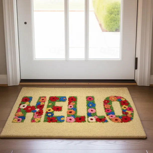 Flower Welcome Doormat Kitchen Mat Floor Mat Non-Slip Area Rug Oil Proof Rug Indoor Outdoor Mat Bedroom Decor Bathroom Mat Entrance Rug Spring Summer