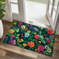 Flowers Doormat Floor Mats Washable Rugs Kitchen Mat Non-Slip Oil Proof Rug Indoor Outdoor Mat Bedroom Decor Bathroom Mat Entrance Rug