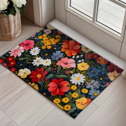 Flowers Doormat Floor Mats Washable Rugs Kitchen Mat Non-Slip Oil Proof Rug Indoor Outdoor Mat Bedroom Decor Bathroom Mat Entrance Rug