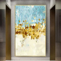 Foil Oil painting hand painted Abstract Gold foil Paintings handmade Rich Textured Acrylic Painting Wall Art Hand Painted Artwork oil painting for Living Room office Wall Decoration gold foilpainting