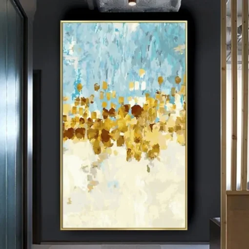 Foil Oil painting hand painted Abstract Gold foil Paintings handmade Rich Textured Acrylic Painting Wall Art Hand Painted Artwork oil painting for Living Room office Wall Decoration gold foilpainting