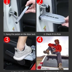Foldable Car Roof Rack Step Car Door Step Multifunction Universal Latch Hook Foot Pedal Aluminium Alloy Safety Car Accessories