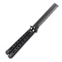 Foldable Comb Stainless Steel Practice Training Butterfly Knife Comb Beard Moustache Brushes Hairdressing Styling Tool