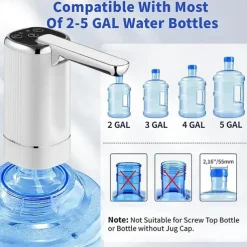 Foldable Electric Water Dispenser, USB Rechargeable Drinking Pump, Portable One-Touch Water Pump with Foldable Spout for Home, Office, Outdoor