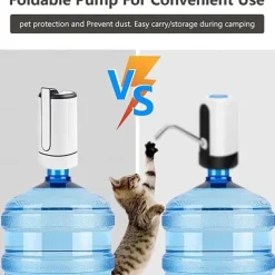 Foldable Electric Water Dispenser, USB Rechargeable Drinking Pump, Portable One-Touch Water Pump with Foldable Spout for Home, Office, Outdoor