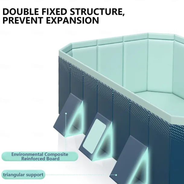 Foldable Inflatable Pool Durable Foldable Inflatable Swimming Pool - Rectangular Shape, PVC Material, Multiple Components - for Family Fun