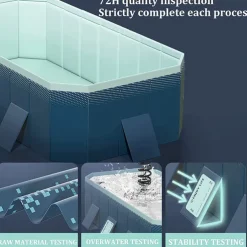 Foldable Inflatable Pool Durable Foldable Inflatable Swimming Pool - Rectangular Shape, PVC Material, Multiple Components - for Family Fun