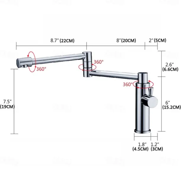Foldable Kitchen Faucet Cold Water Only, Rotatable Kitchen Brass Taps Chrome Single Handle One Hole Kitchen Sink Faucet