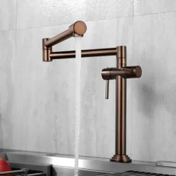 Foldable Kitchen Sink Mixer Faucet Deck Mounted, 360 Swivel Folding Single Handle Kitchen Vessel Taps
