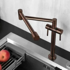 Foldable Kitchen Sink Mixer Faucet Deck Mounted, 360 Swivel Folding Single Handle Kitchen Vessel Taps