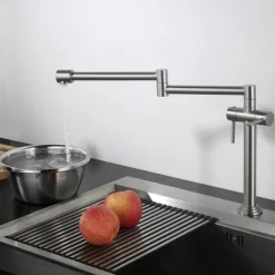 Foldable Kitchen Sink Mixer Faucet Deck Mounted, 360 Swivel Folding Single Handle Kitchen Vessel Taps