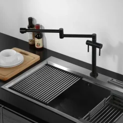 Foldable Kitchen Sink Mixer Faucet Deck Mounted, 360 Swivel Folding Single Handle Kitchen Vessel Taps
