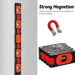 Foldable Multi-Angle Measuring Tool, Magnetic Level Ruler for Woodworking, Precise 45 90 Vertical Measurements, Compact & Space-Saving Design