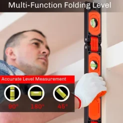 Foldable Multi-Angle Measuring Tool, Magnetic Level Ruler for Woodworking, Precise 45 90 Vertical Measurements, Compact & Space-Saving Design