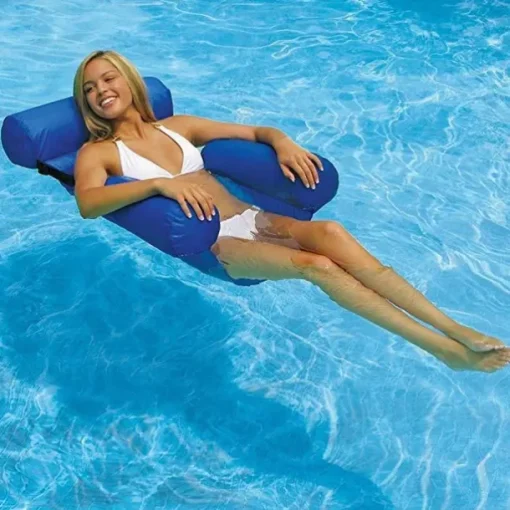 Foldable Pool Seat Floating Chair Inflatable Lounge Chairs Inflatable Water Hammock Lake Float Bed Lazy Seat for Swimming Pool