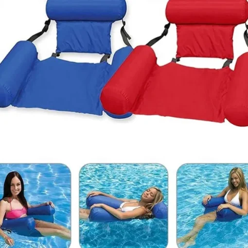 Foldable Pool Seat Floating Chair Inflatable Lounge Chairs Inflatable Water Hammock Lake Float Bed Lazy Seat for Swimming Pool