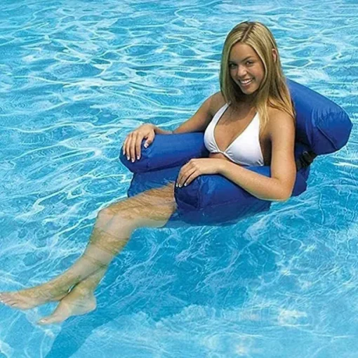 Foldable Pool Seat Floating Chair Inflatable Lounge Chairs Inflatable Water Hammock Lake Float Bed Lazy Seat for Swimming Pool