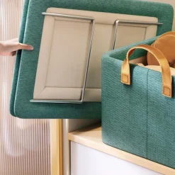 Foldable Storage Box With Steel Frame, Large Capacity Clothes Trousers Storage Basket, Portable Home Wardrobe Storage Box