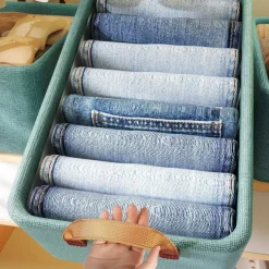 Foldable Storage Box With Steel Frame, Large Capacity Clothes Trousers Storage Basket, Portable Home Wardrobe Storage Box