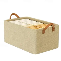 Foldable Storage Box With Steel Frame, Large Capacity Clothes Trousers Storage Basket, Portable Home Wardrobe Storage Box