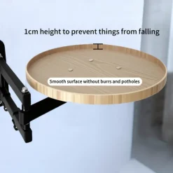 Foldable Telescopic Tray Table with Floating Shelves - Adjustable Height, Portable Compact Design for Bedside, Side, or Floor Use, Durable Steel Frame & Wooden Top, Space-Saving Storage Solution, Mini