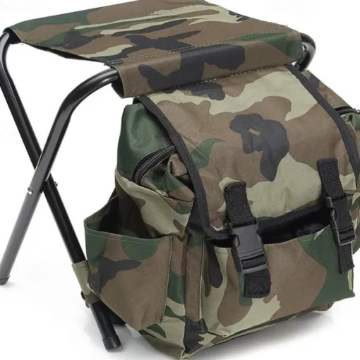Folding Camping Chair Stool Collapsible Stool Backpack, Mini Folding Chair Outdoor, Portable Seat Table Bag for Indoor Fishing Outdoor Travel Hiking Beach BBQ (Camouflage)