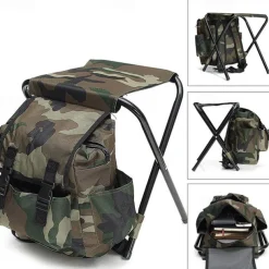 Folding Camping Chair Stool Collapsible Stool Backpack, Mini Folding Chair Outdoor, Portable Seat Table Bag for Indoor Fishing Outdoor Travel Hiking Beach BBQ (Camouflage)