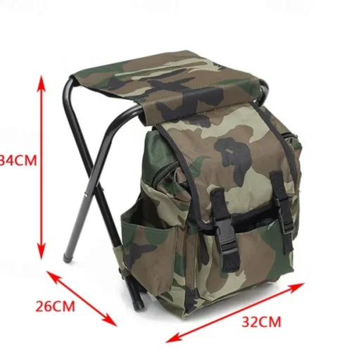 Folding Camping Chair Stool Collapsible Stool Backpack, Mini Folding Chair Outdoor, Portable Seat Table Bag for Indoor Fishing Outdoor Travel Hiking Beach BBQ (Camouflage)