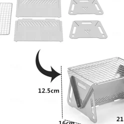 Folding Charcoal BBQ Grill, Stainless Steel Easy To Install Ventilation Holes Collapsible Grill for Parties